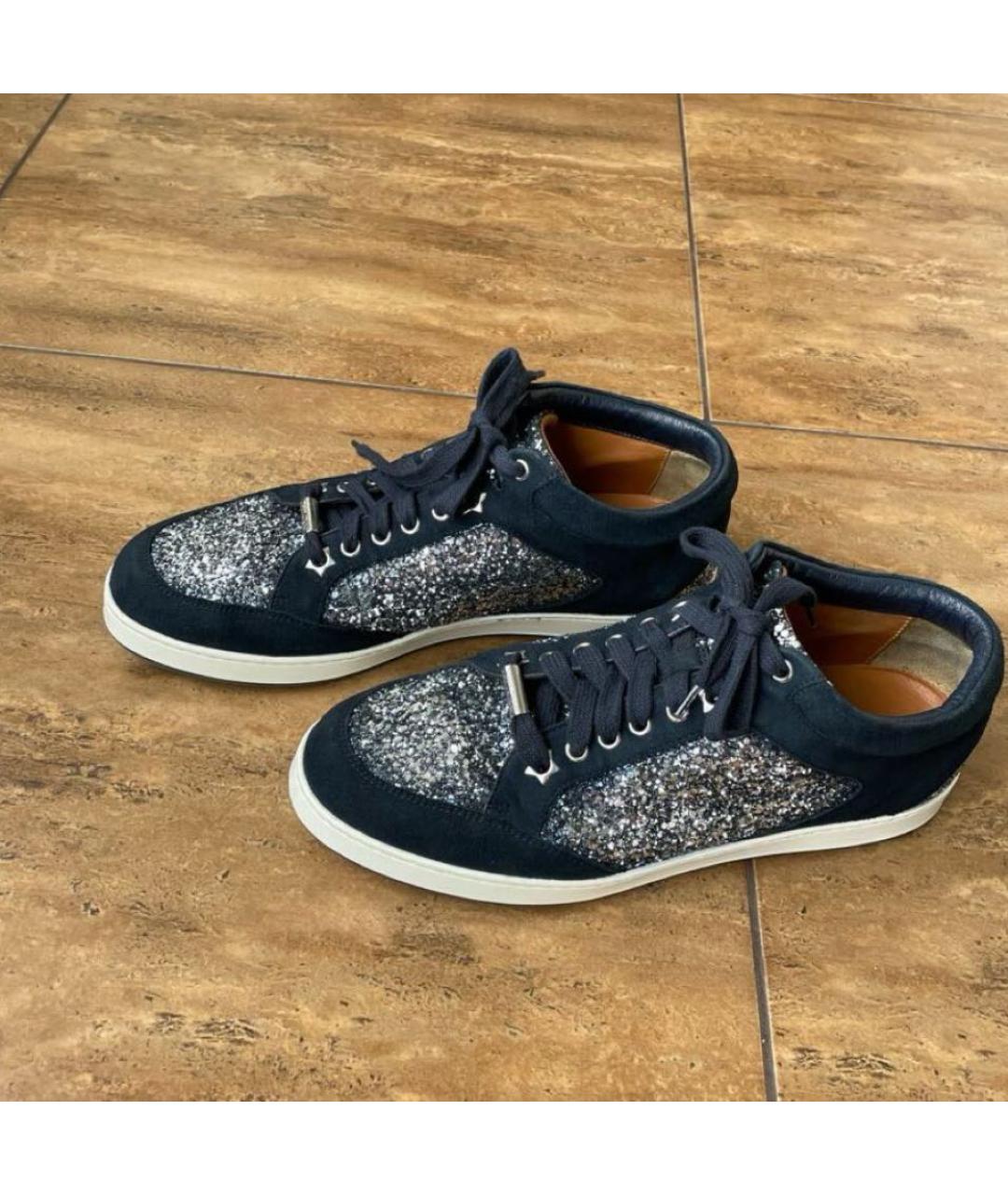 JIMMY CHOO Темно-синие замшевые кеды, фото 6