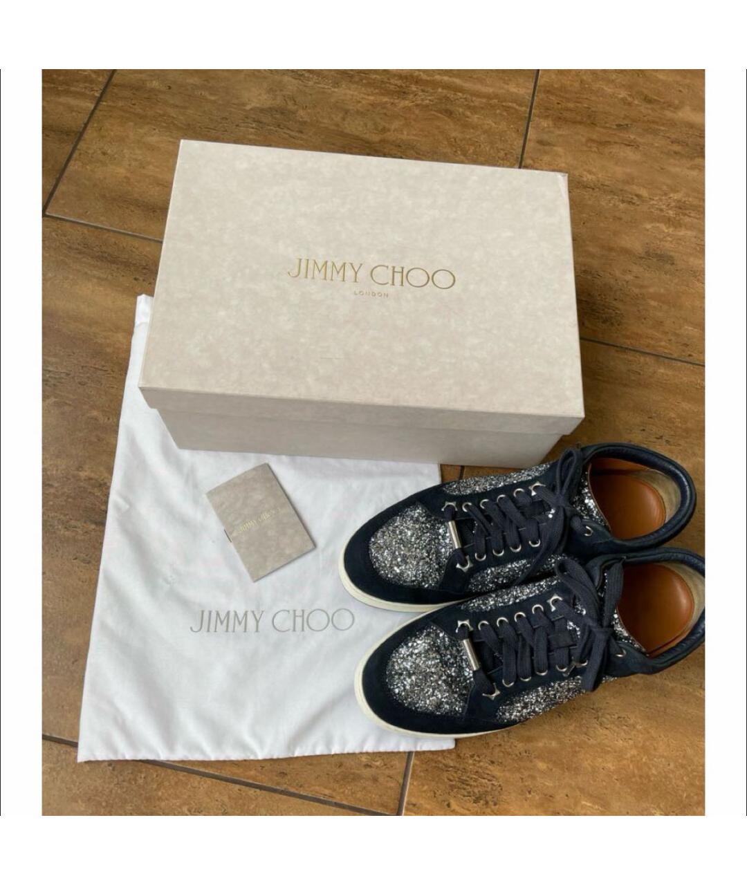 JIMMY CHOO Темно-синие замшевые кеды, фото 2