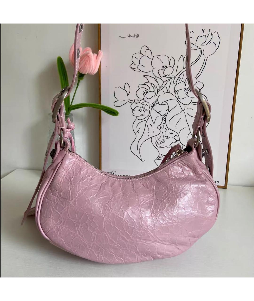 BALENCIAGA Розовая кожаная сумка через плечо, фото 3