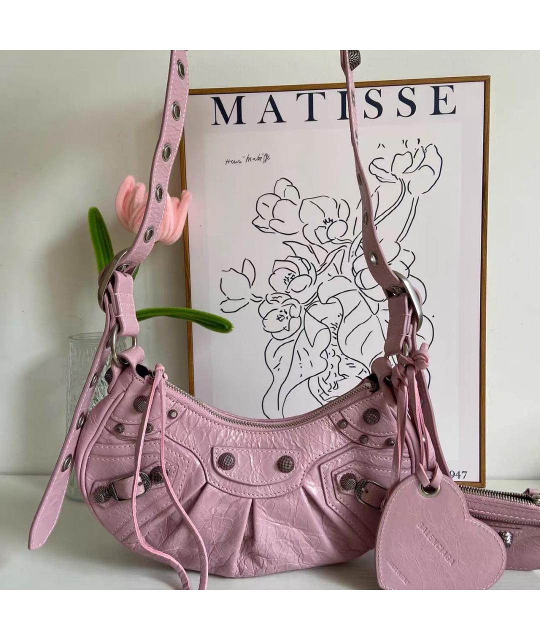 BALENCIAGA Розовая кожаная сумка через плечо, фото 8