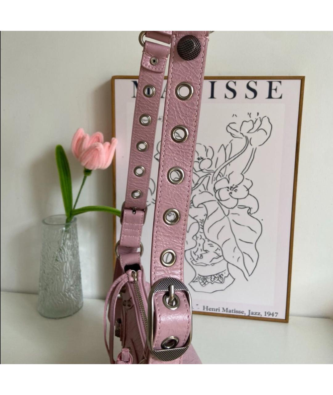 BALENCIAGA Розовая кожаная сумка через плечо, фото 4