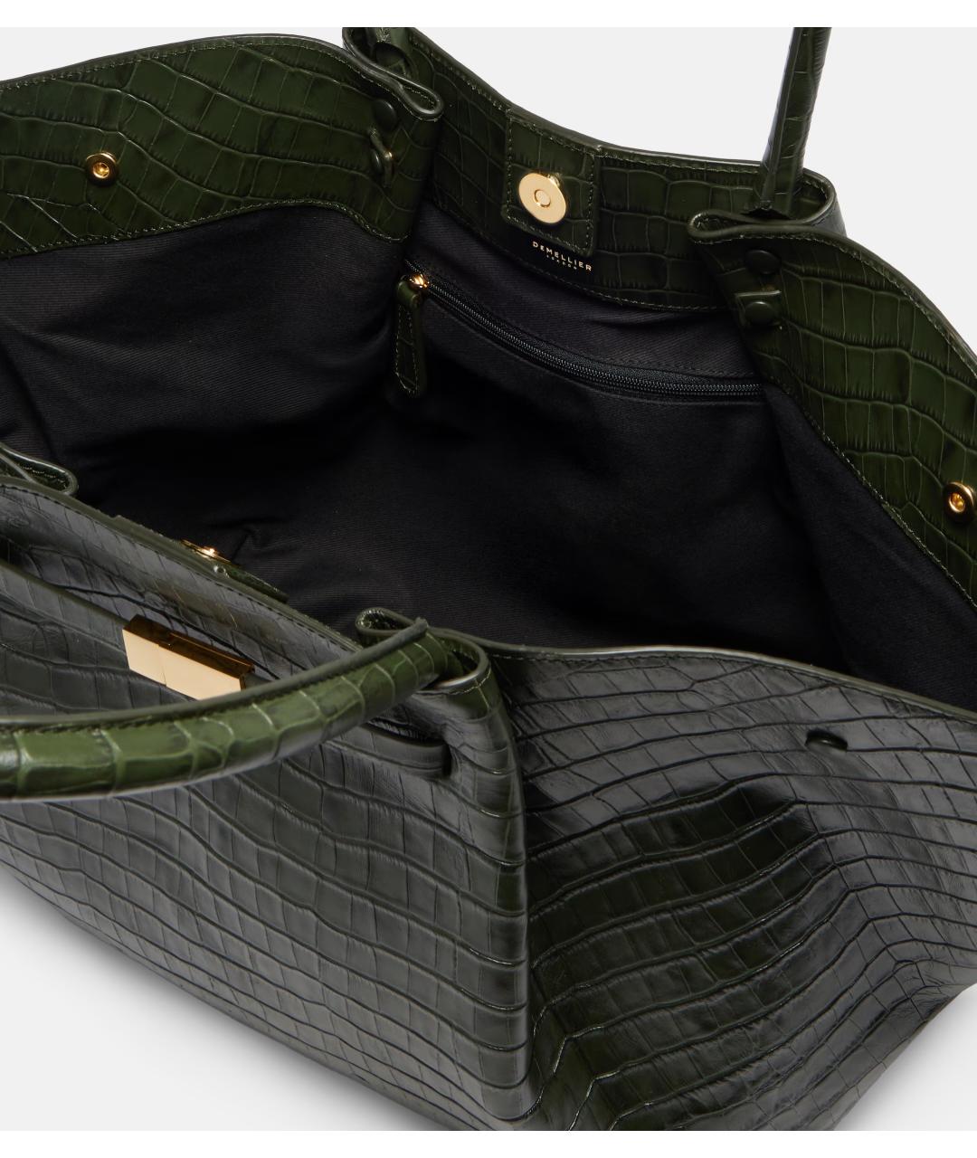 DEMELLIER Зеленая кожаная сумка с короткими ручками, фото 6