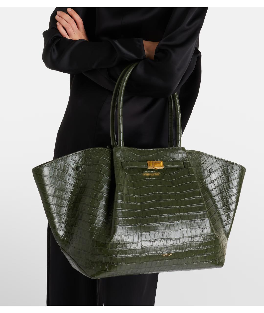 DEMELLIER Зеленая кожаная сумка с короткими ручками, фото 7