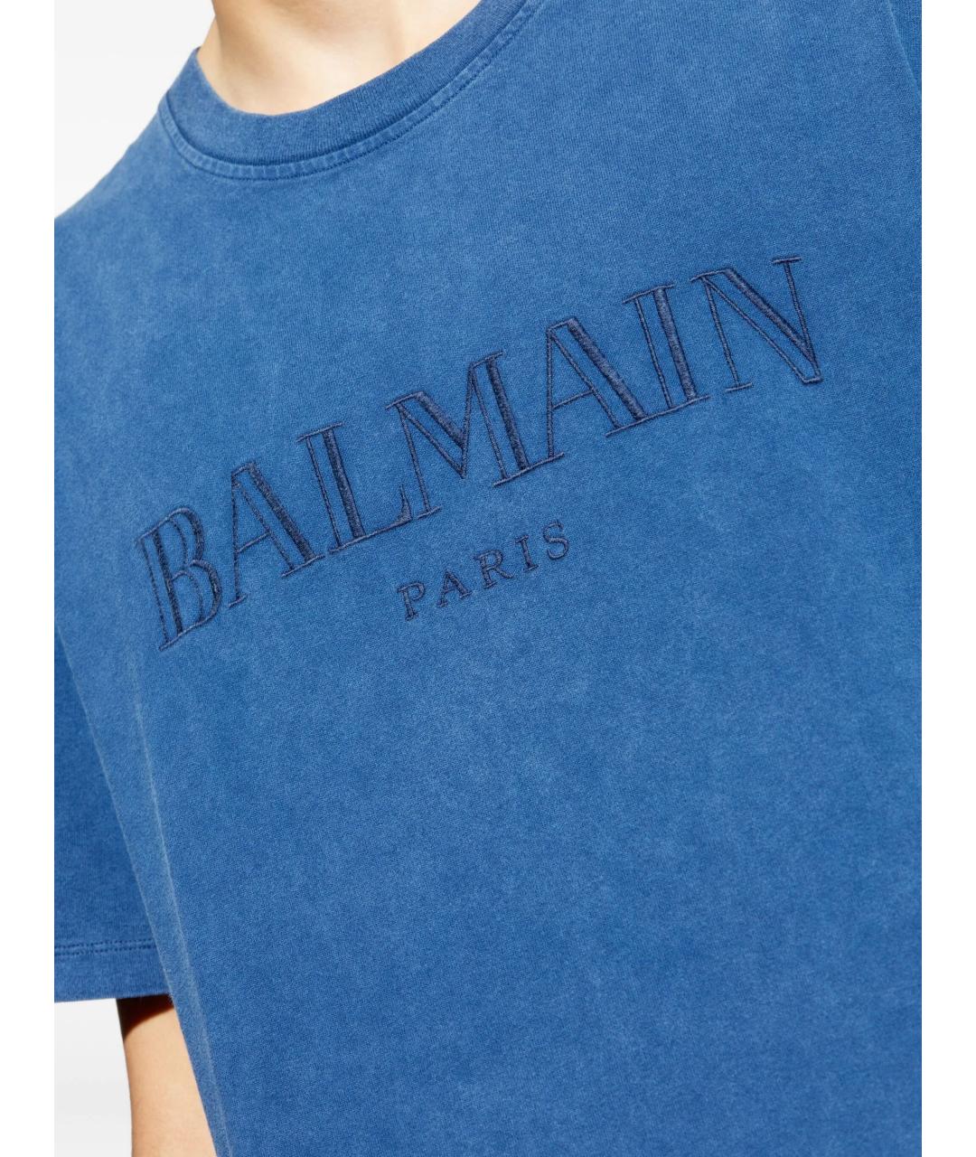 BALMAIN Синяя хлопковая футболка, фото 5