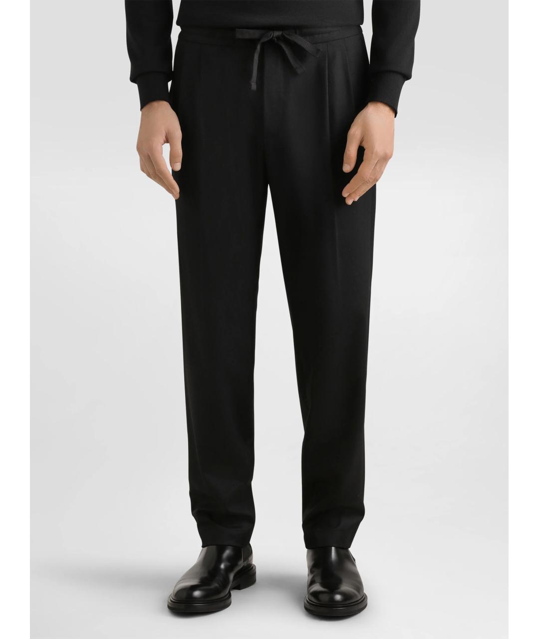 DOLCE&GABBANA Черные шерстяные повседневные брюки, фото 2