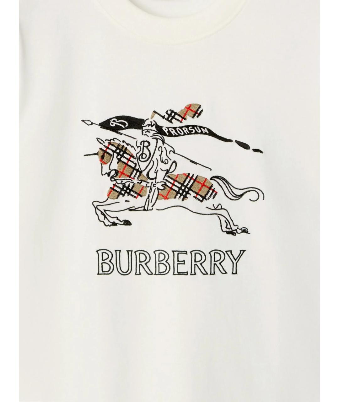 BURBERRY Белая хлопковая футболка, фото 4