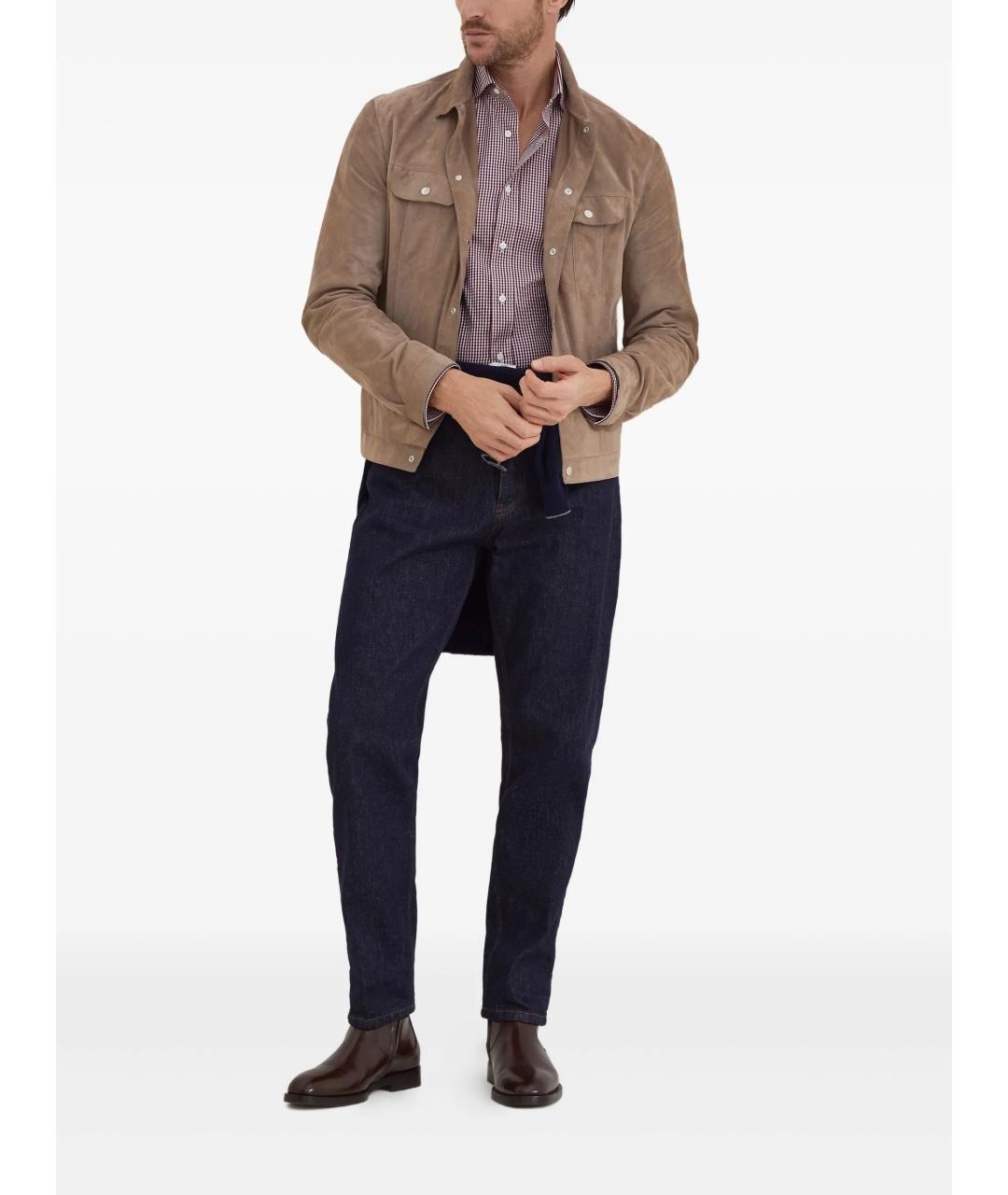 BRUNELLO CUCINELLI Бежевая кожаная куртка, фото 2