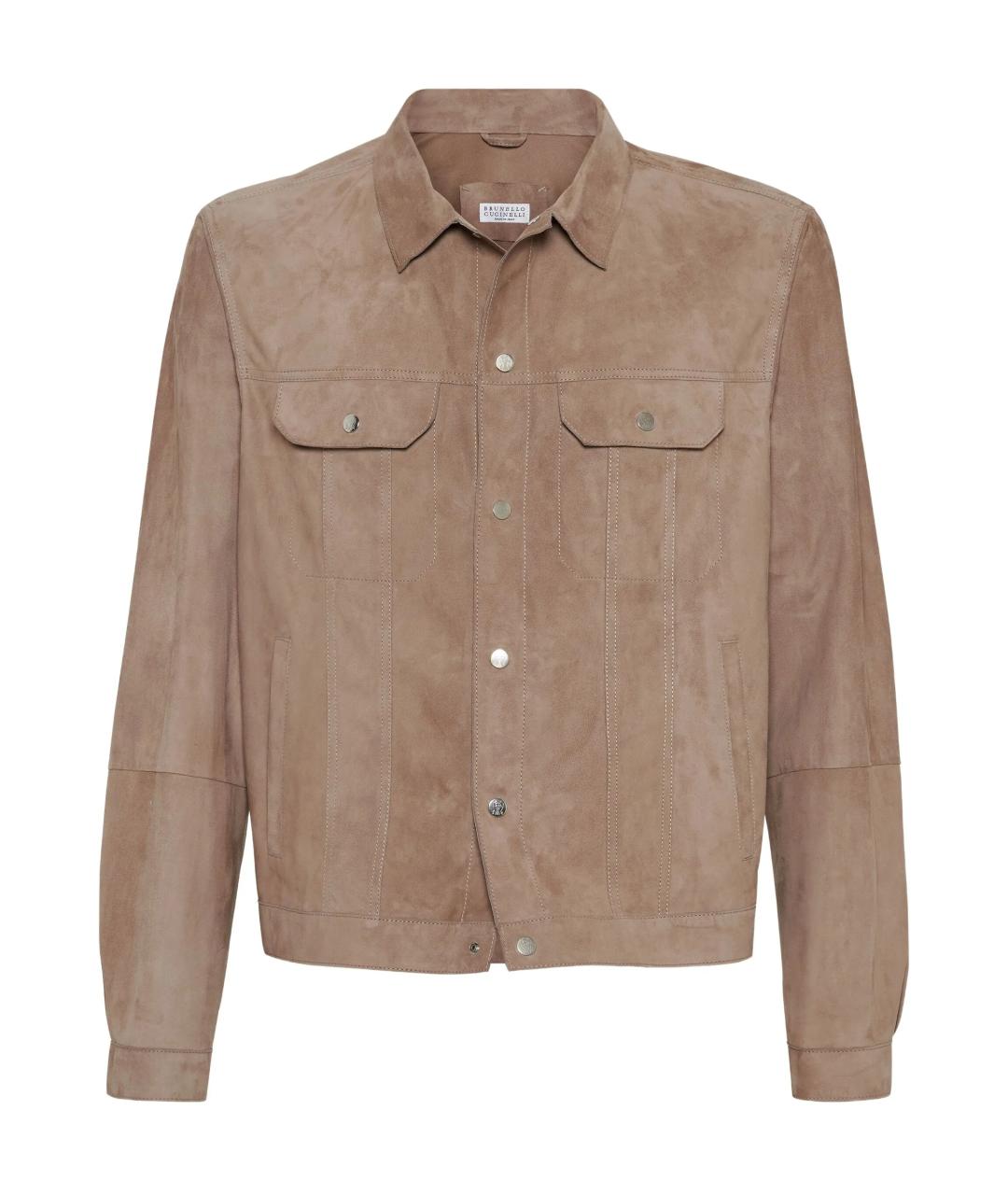 BRUNELLO CUCINELLI Бежевая кожаная куртка, фото 1