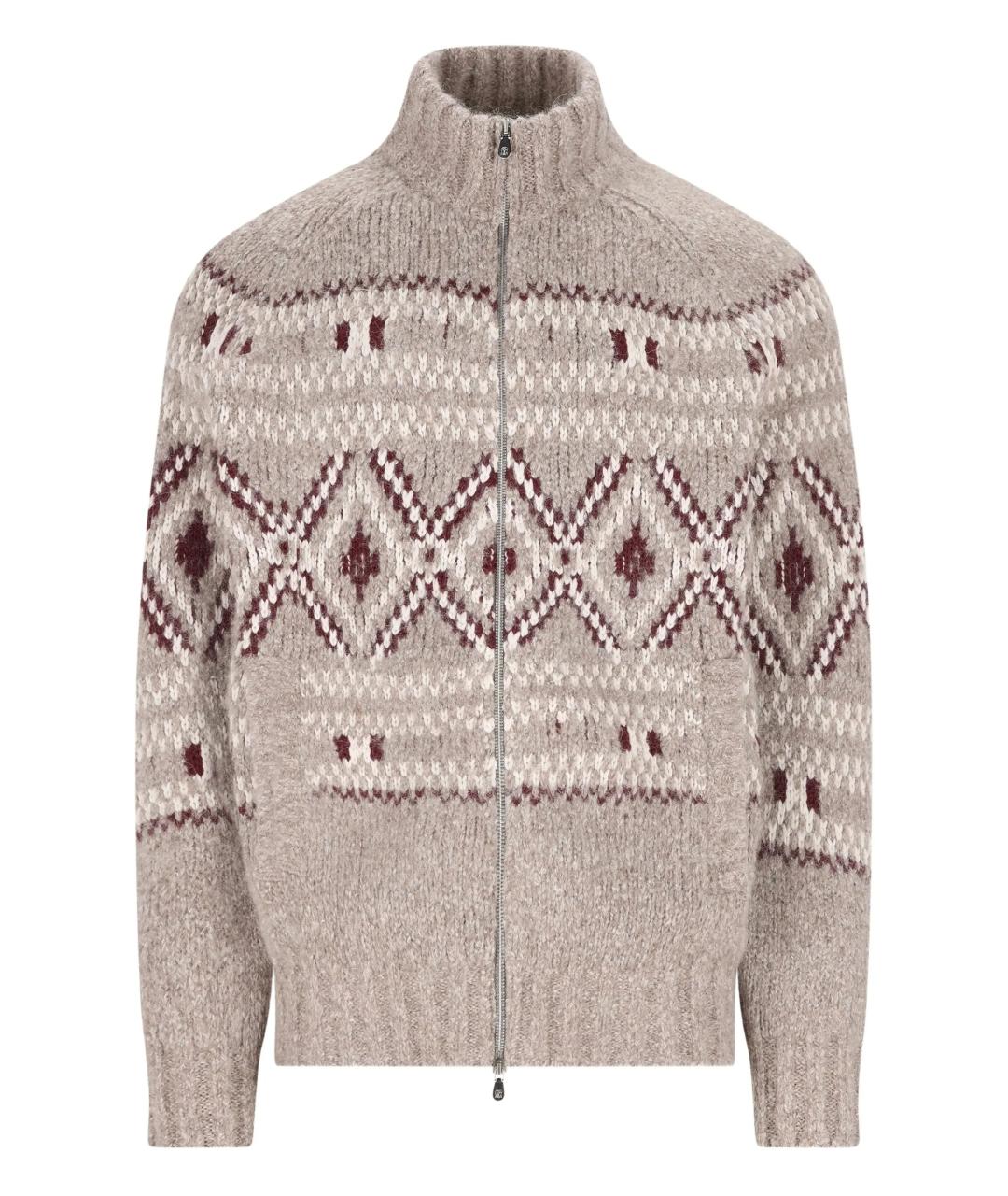 BRUNELLO CUCINELLI Бежевый шерстяной кардиган, фото 1