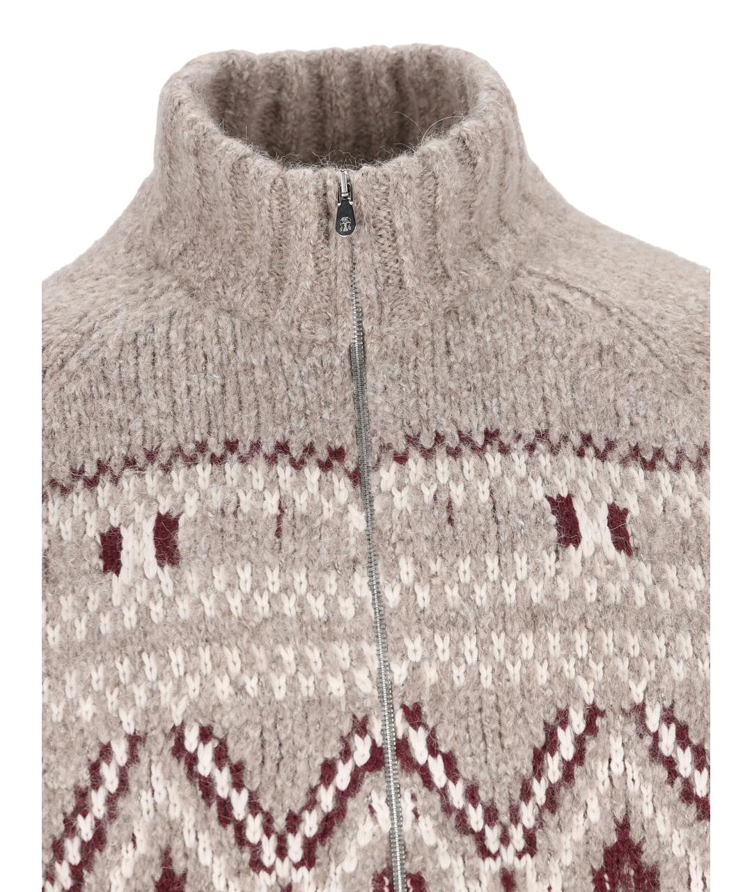 BRUNELLO CUCINELLI Бежевый шерстяной кардиган, фото 4