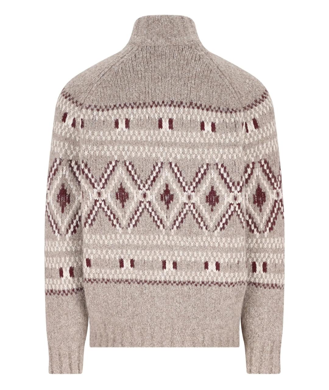 BRUNELLO CUCINELLI Бежевый шерстяной кардиган, фото 2