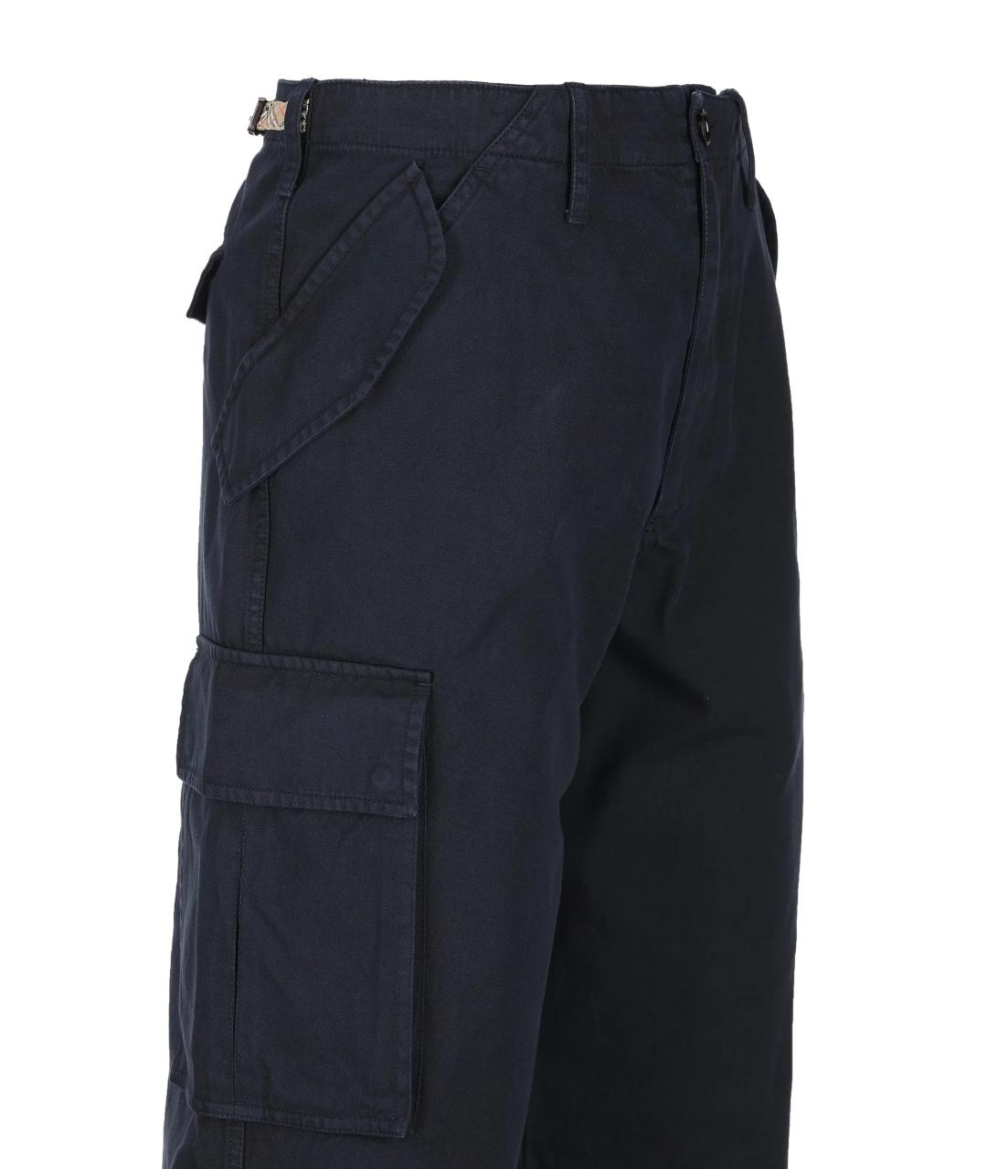 BURBERRY Синие хлопковые повседневные брюки, фото 3