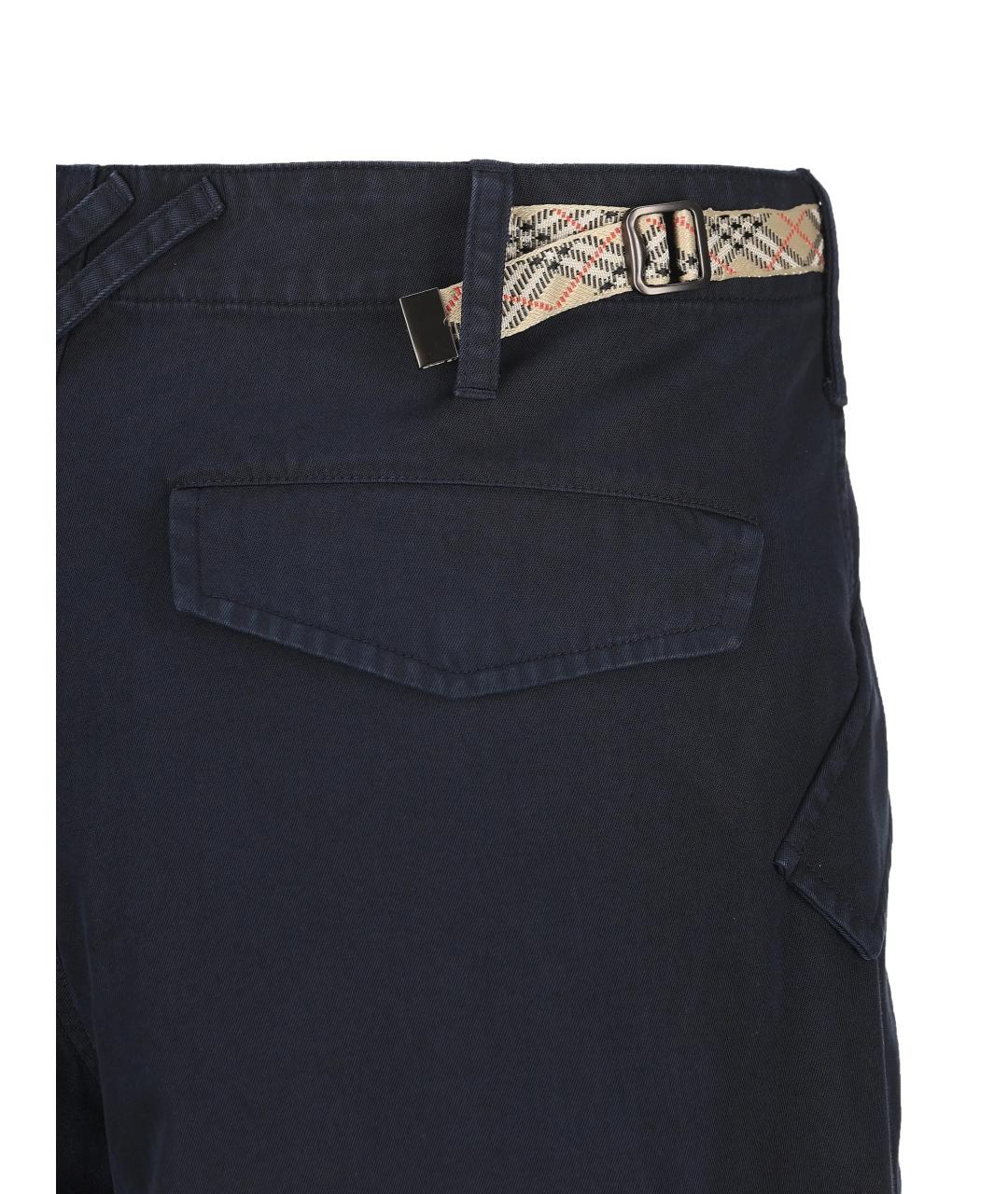 BURBERRY Синие хлопковые повседневные брюки, фото 4