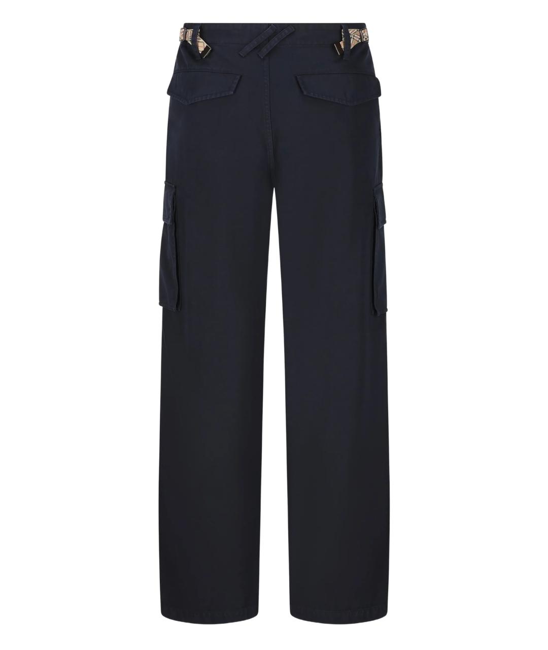 BURBERRY Синие хлопковые повседневные брюки, фото 2