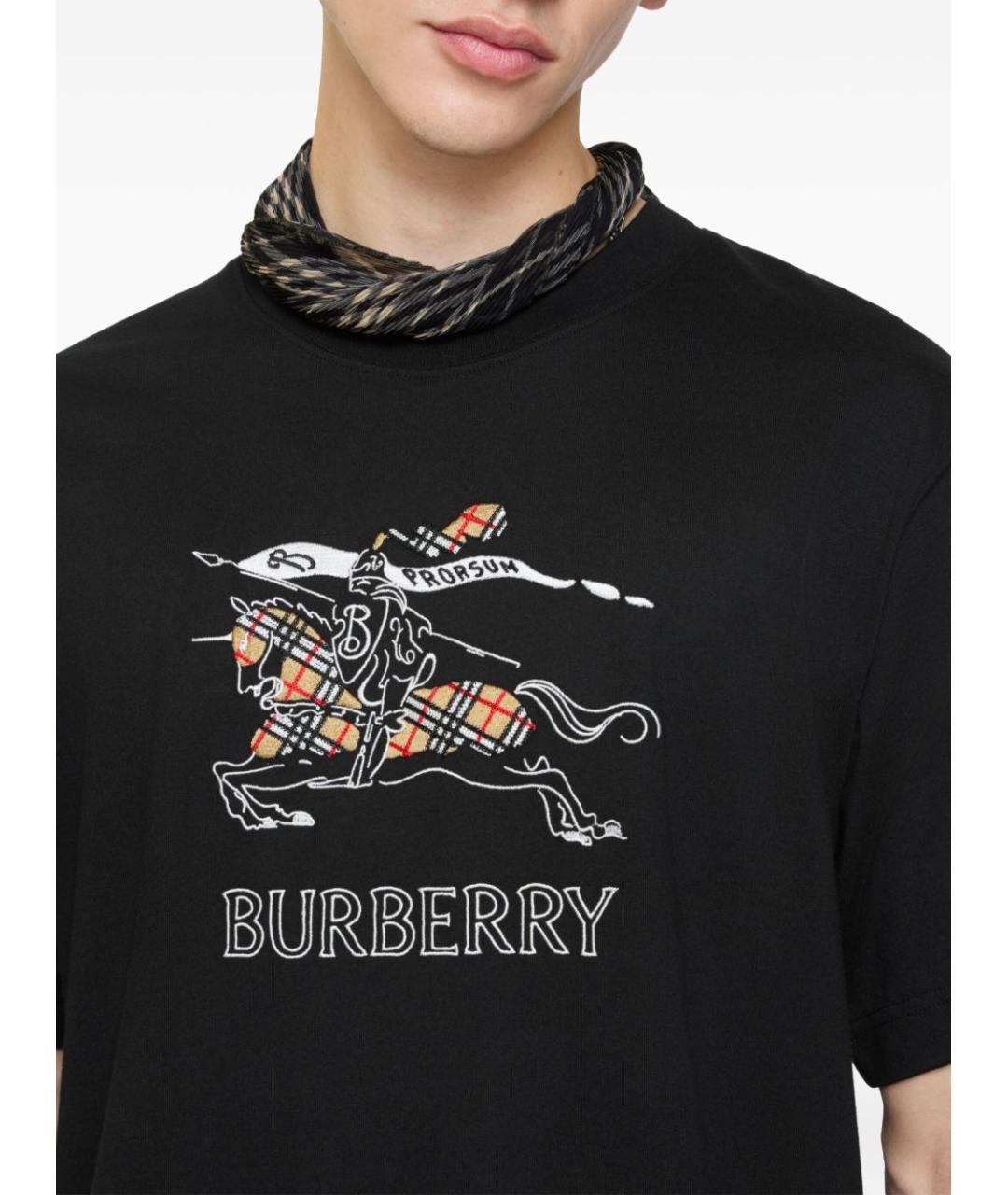 BURBERRY Черная хлопковая футболка, фото 3