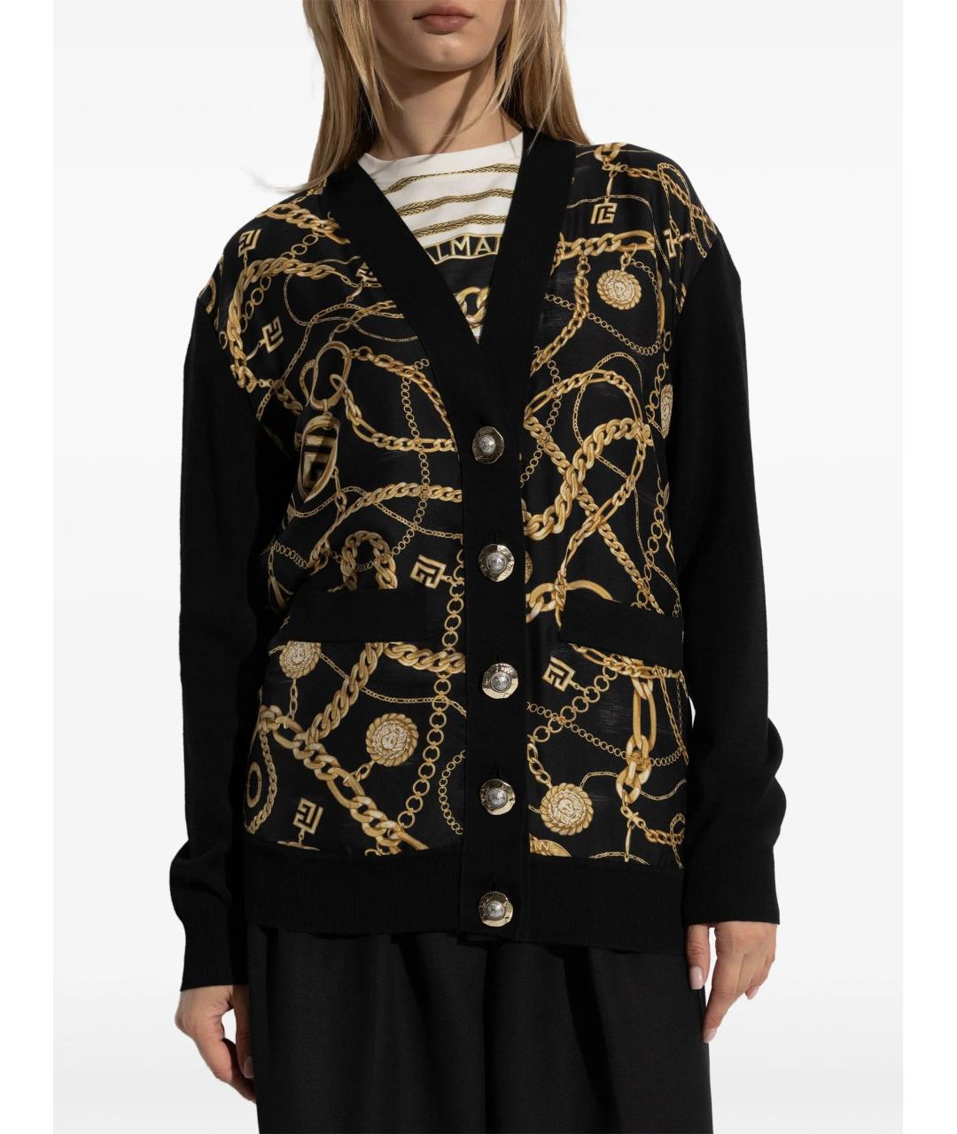 BALMAIN Черный шерстяной кардиган, фото 3