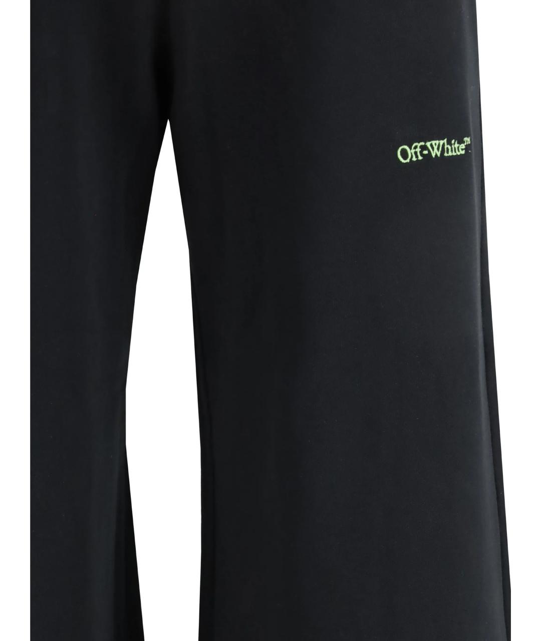 OFF-WHITE Черные хлопковые прямые брюки, фото 3