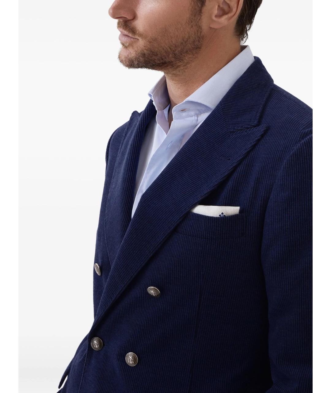 BRUNELLO CUCINELLI Синий шерстяной пиджак, фото 4