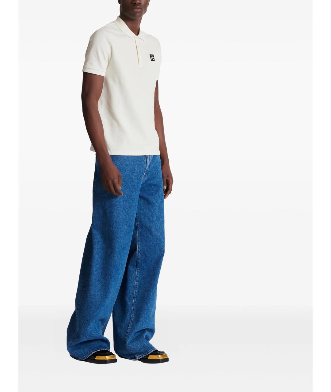 BALMAIN Белое хлопковое поло с коротким рукавом, фото 3