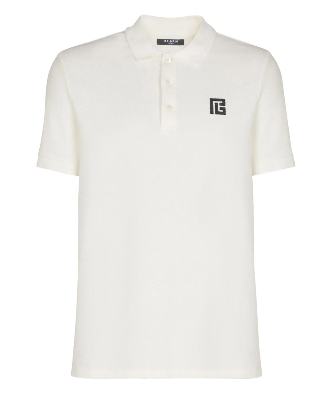 BALMAIN Белое хлопковое поло с коротким рукавом, фото 1