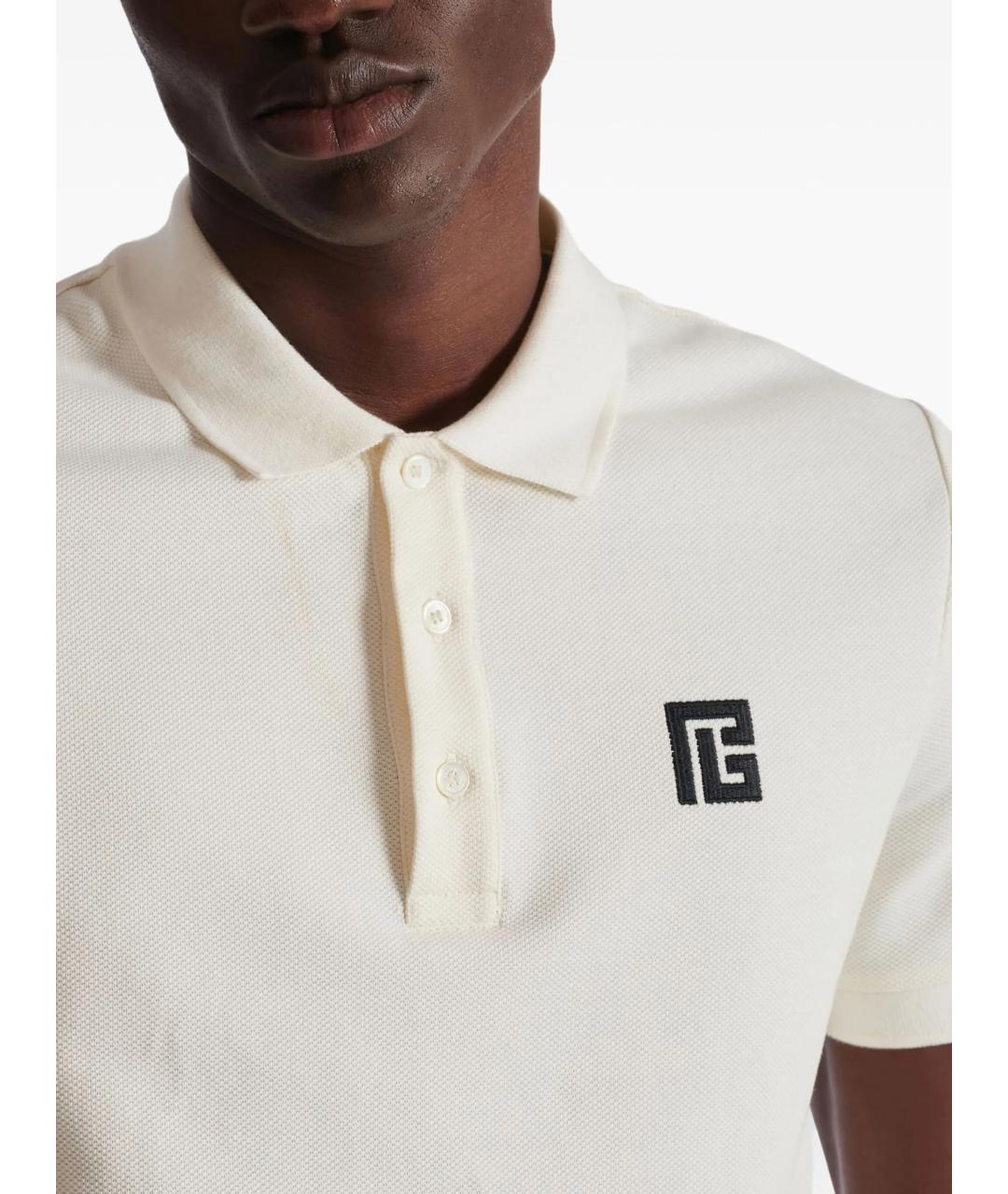 BALMAIN Белое хлопковое поло с коротким рукавом, фото 5