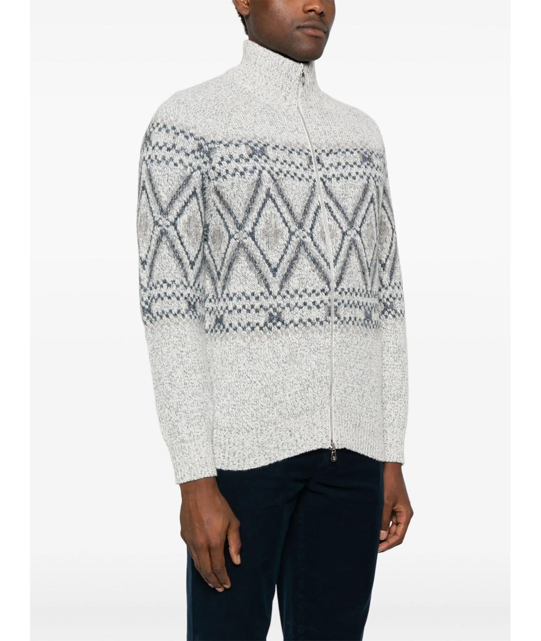 BRUNELLO CUCINELLI Серый шерстяной кардиган, фото 3