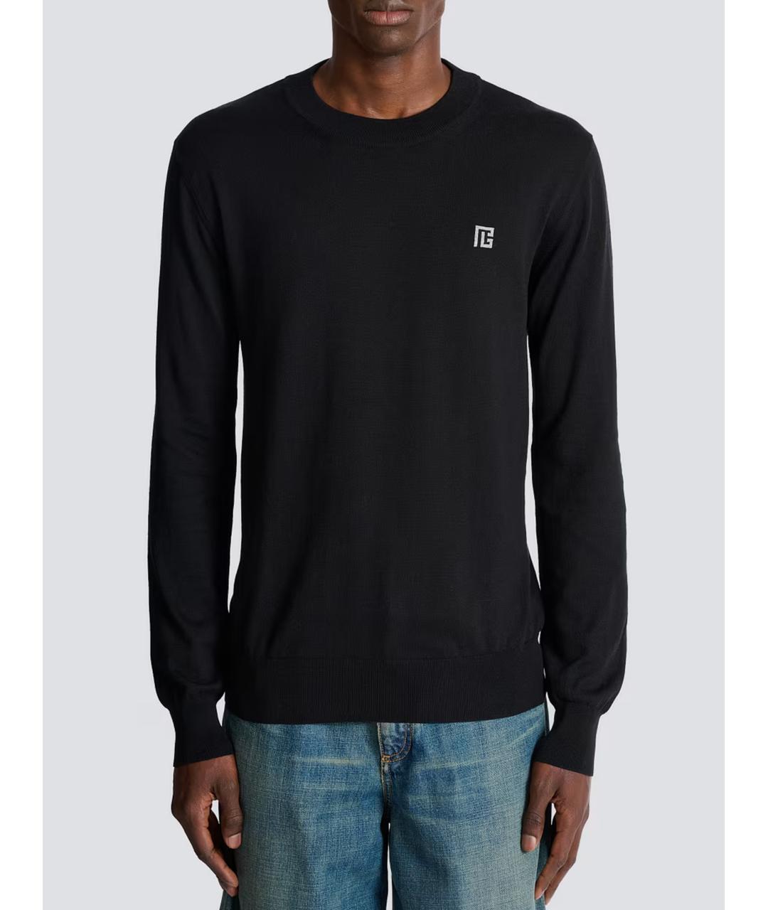 BALMAIN Черный хлопковый джемпер / свитер, фото 2