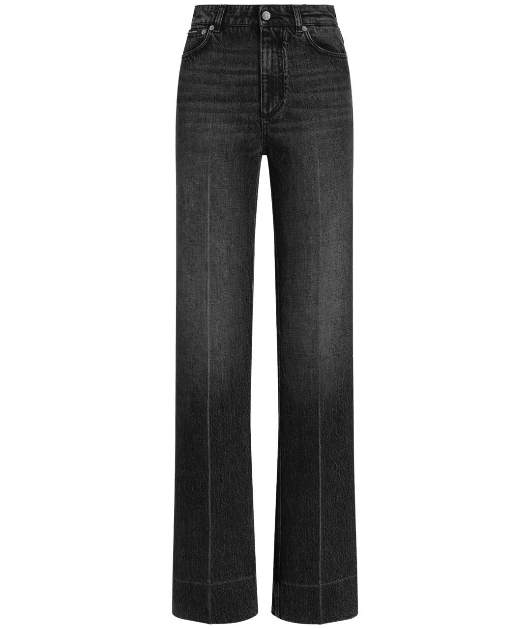 DOLCE&GABBANA Черные хлопковые прямые джинсы, фото 1