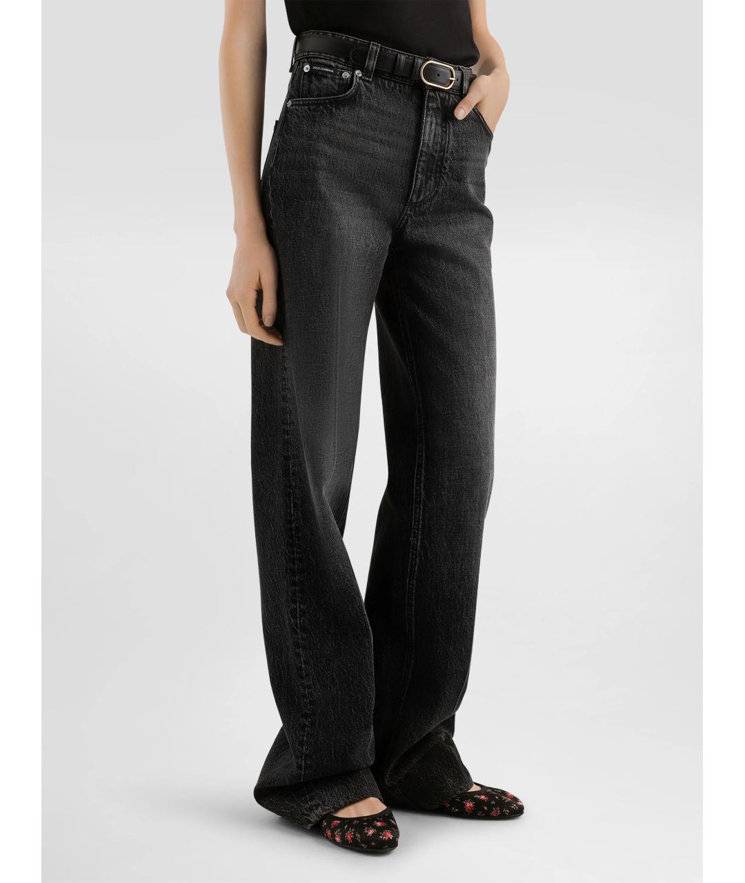 DOLCE&GABBANA Черные хлопковые прямые джинсы, фото 2