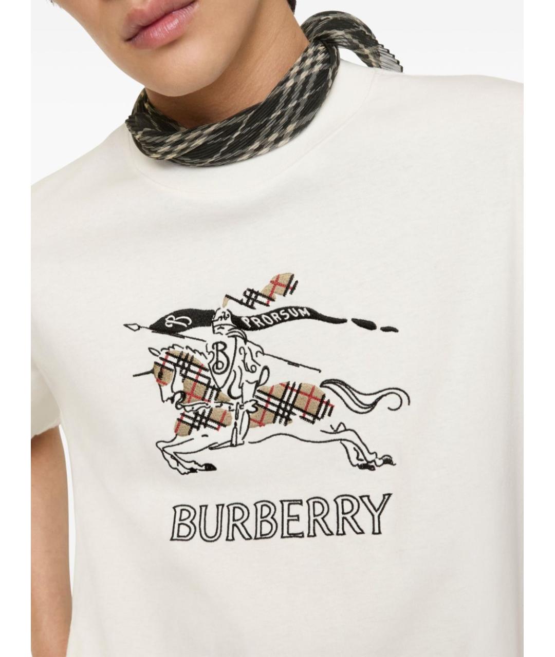BURBERRY Белая хлопковая футболка, фото 2