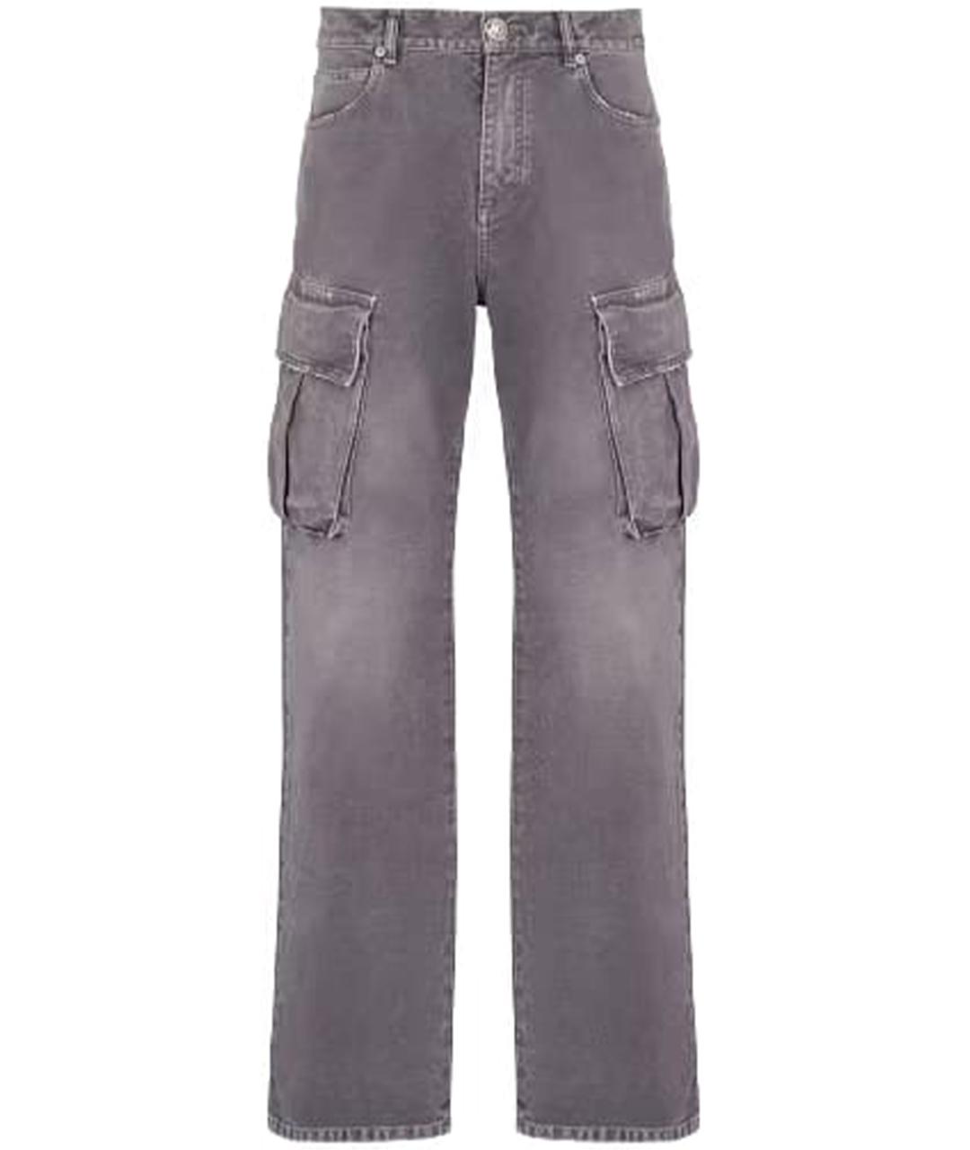 BALMAIN Серые хлопковые прямые джинсы, фото 1