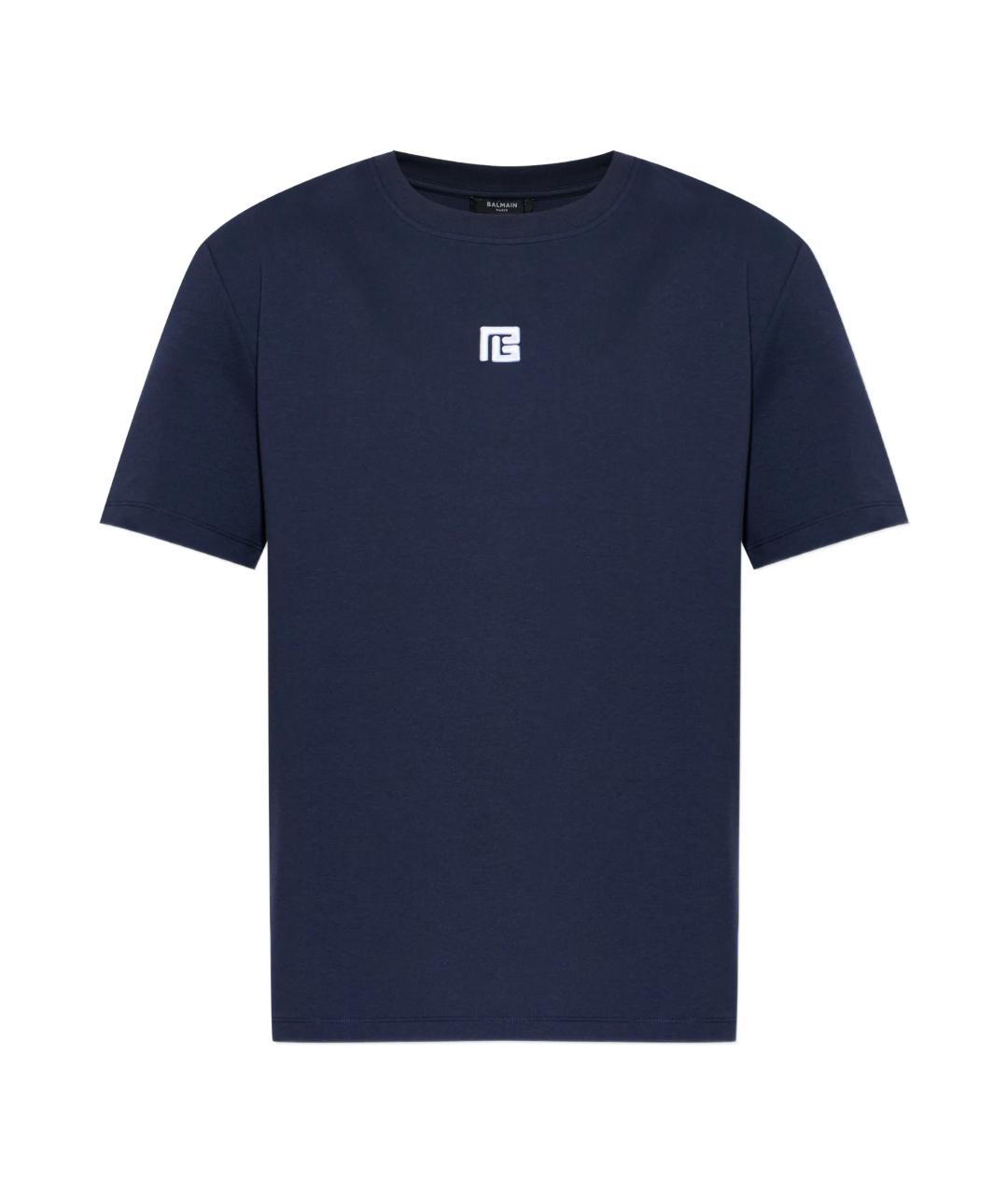 BALMAIN Синяя хлопковая футболка, фото 1