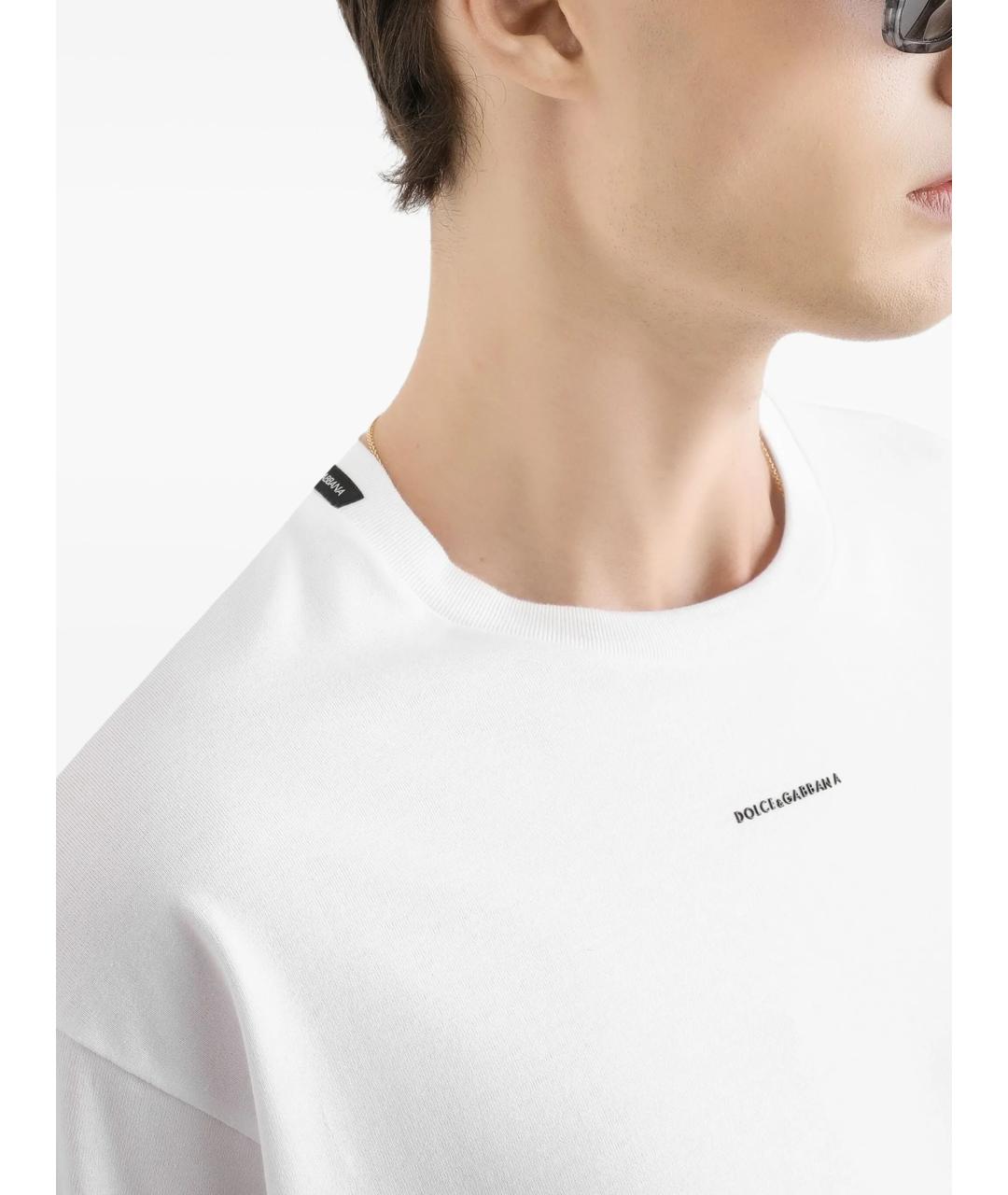 DOLCE&GABBANA Белая хлопковая футболка, фото 5