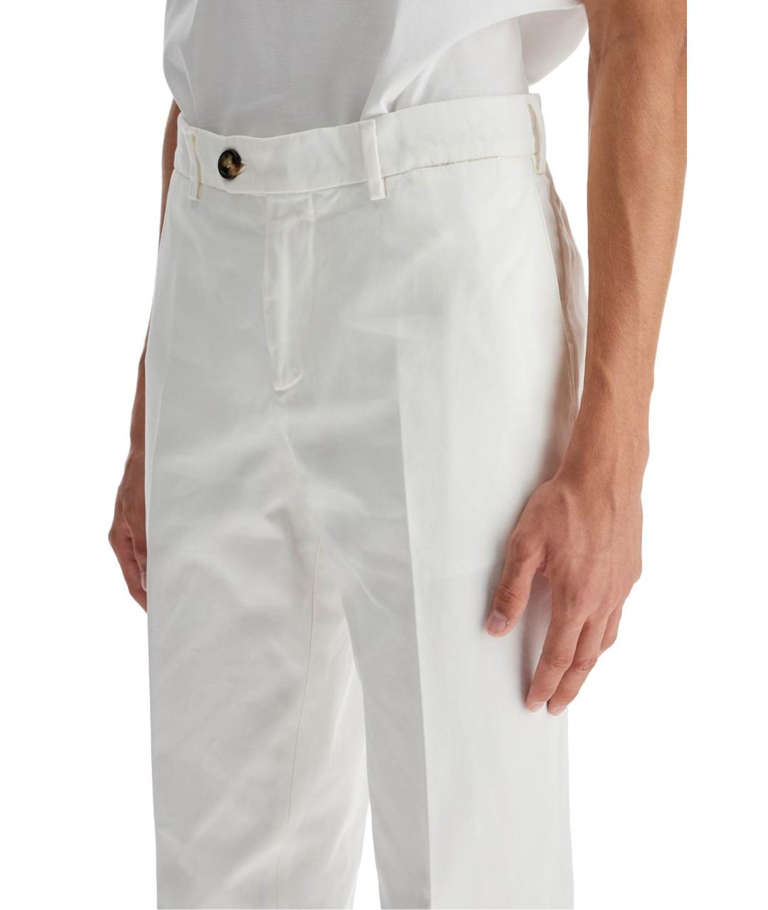 BRUNELLO CUCINELLI Белые хлопковые повседневные брюки, фото 3