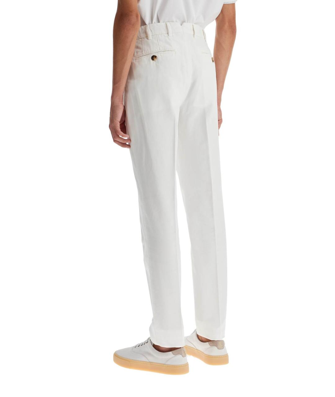 BRUNELLO CUCINELLI Белые хлопковые повседневные брюки, фото 4