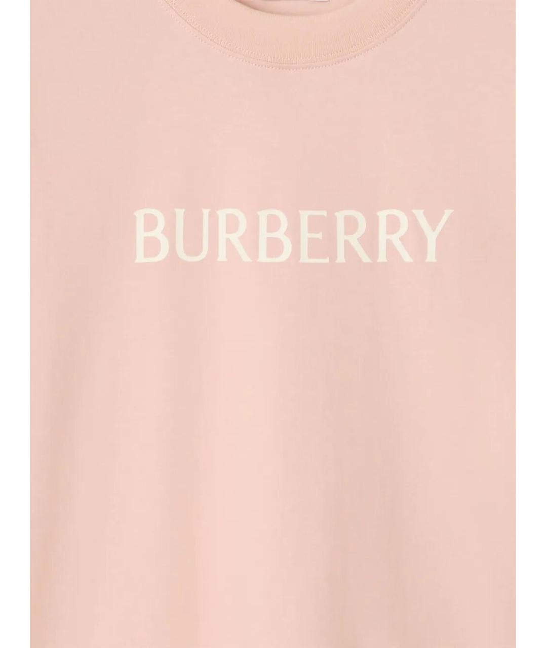 BURBERRY Розовая хлопковая футболка, фото 4