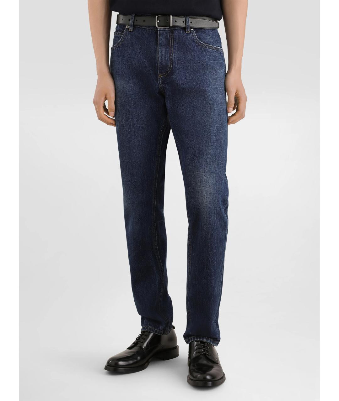 DOLCE&GABBANA Синие хлопковые повседневные брюки, фото 2