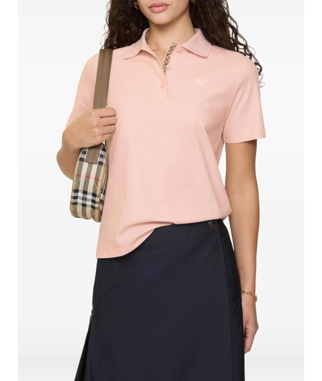BURBERRY Розовая хлопковая футболка, фото 2