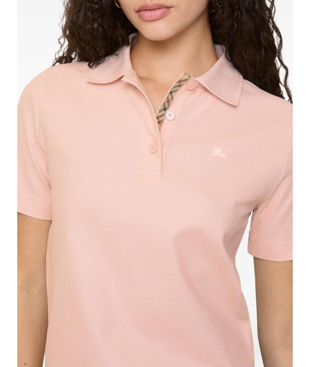 BURBERRY Розовая хлопковая футболка, фото 3