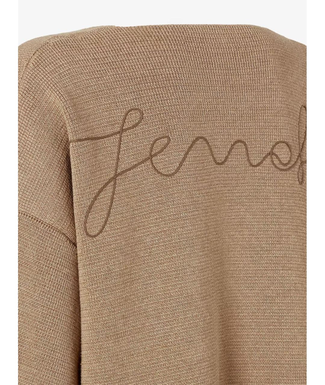 FENDI Бежевый льняной джемпер / свитер, фото 3