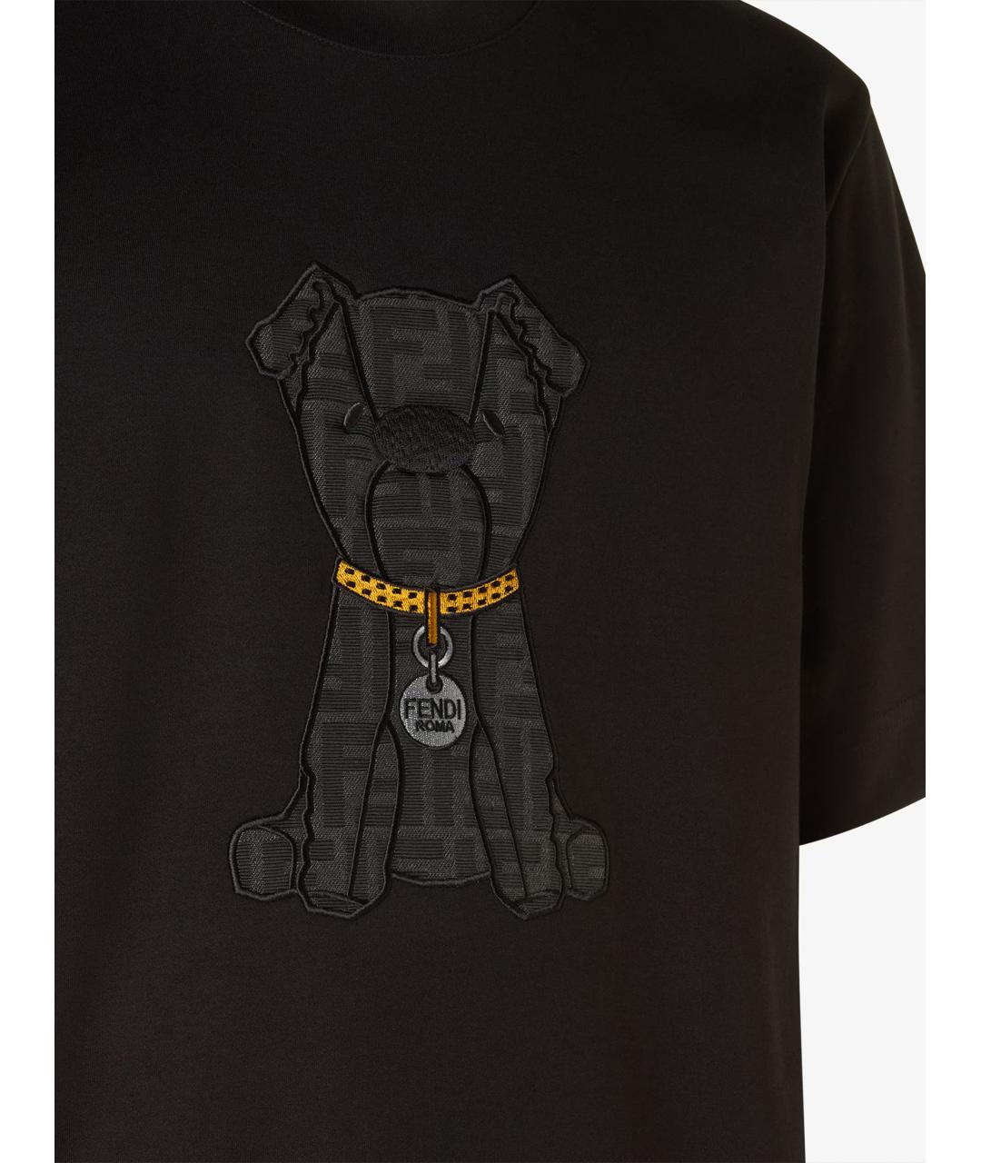 FENDI Черная хлопковая футболка, фото 3