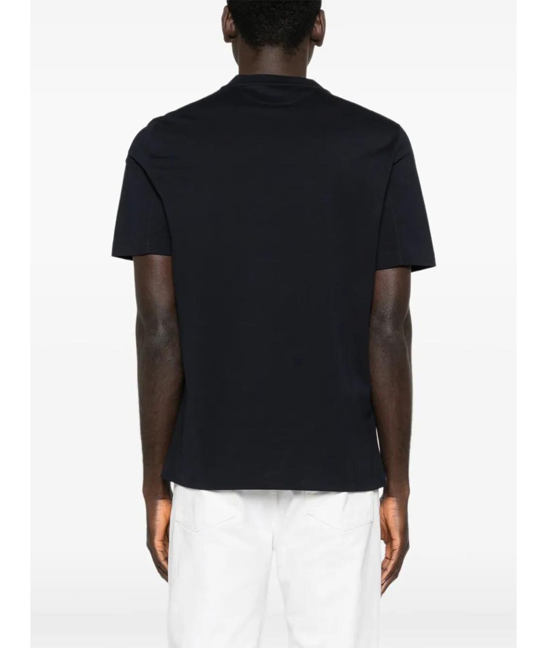 BRUNELLO CUCINELLI Темно-синяя хлопковая футболка, фото 3