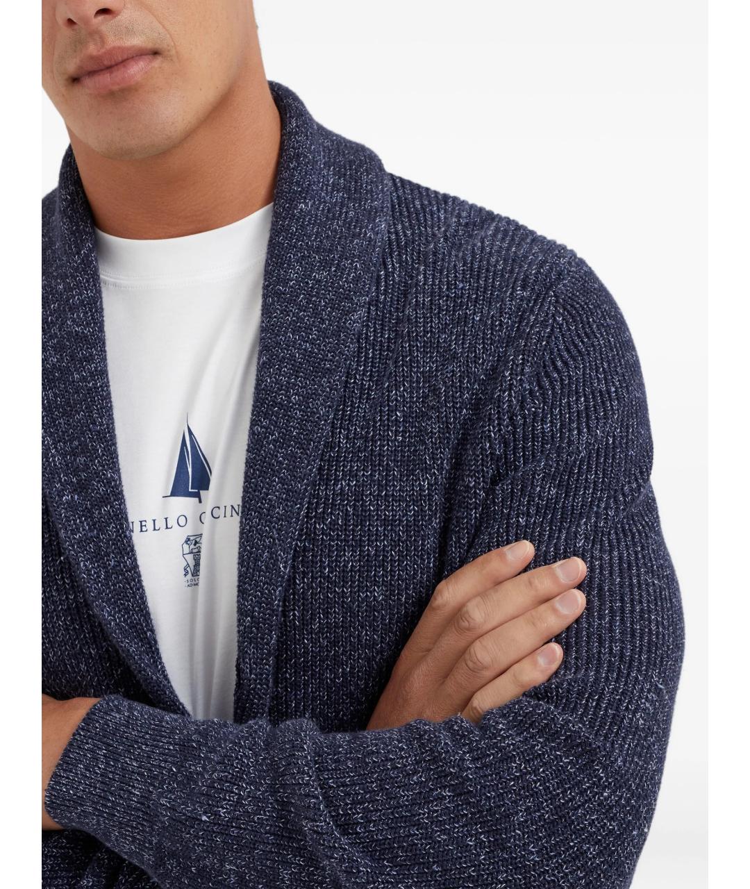 BRUNELLO CUCINELLI Синий хлопковый кардиган, фото 5