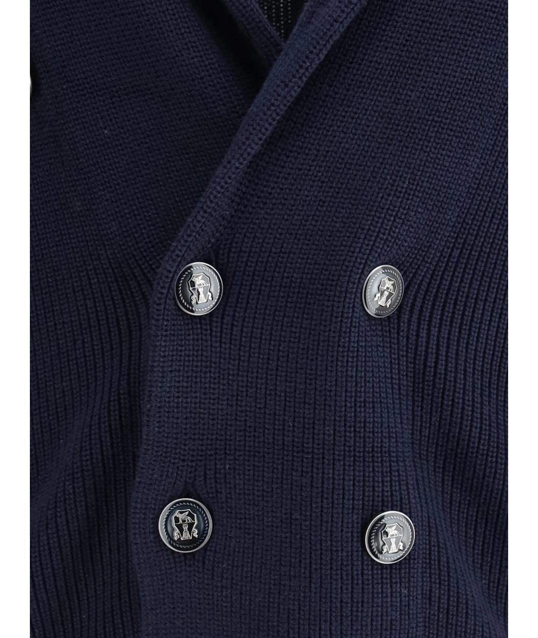 BRUNELLO CUCINELLI Синий хлопковый кардиган, фото 3