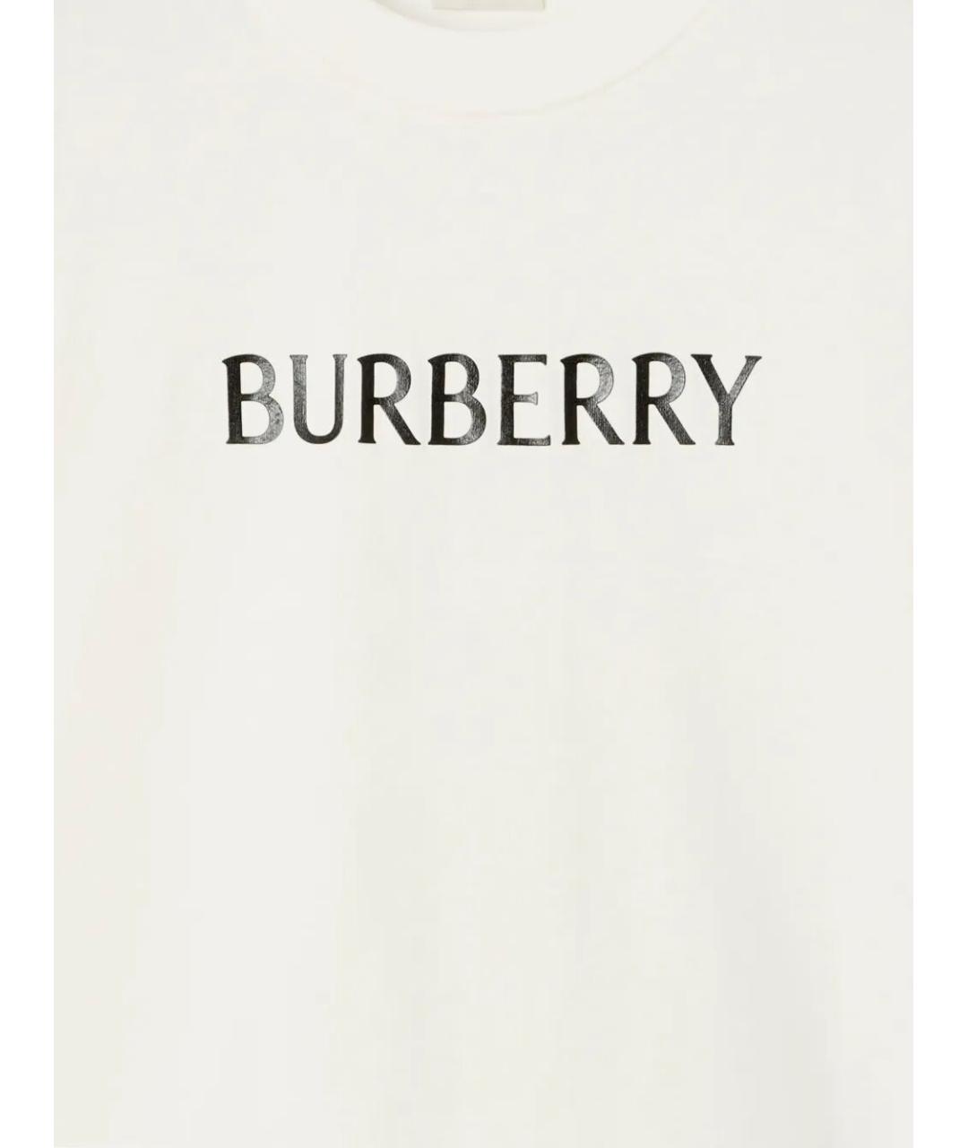 BURBERRY Белая хлопковая футболка, фото 4