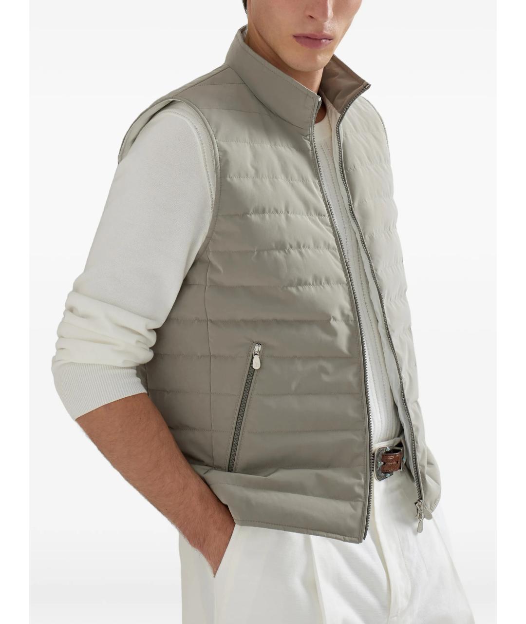 BRUNELLO CUCINELLI Серый синтетический жилет, фото 4