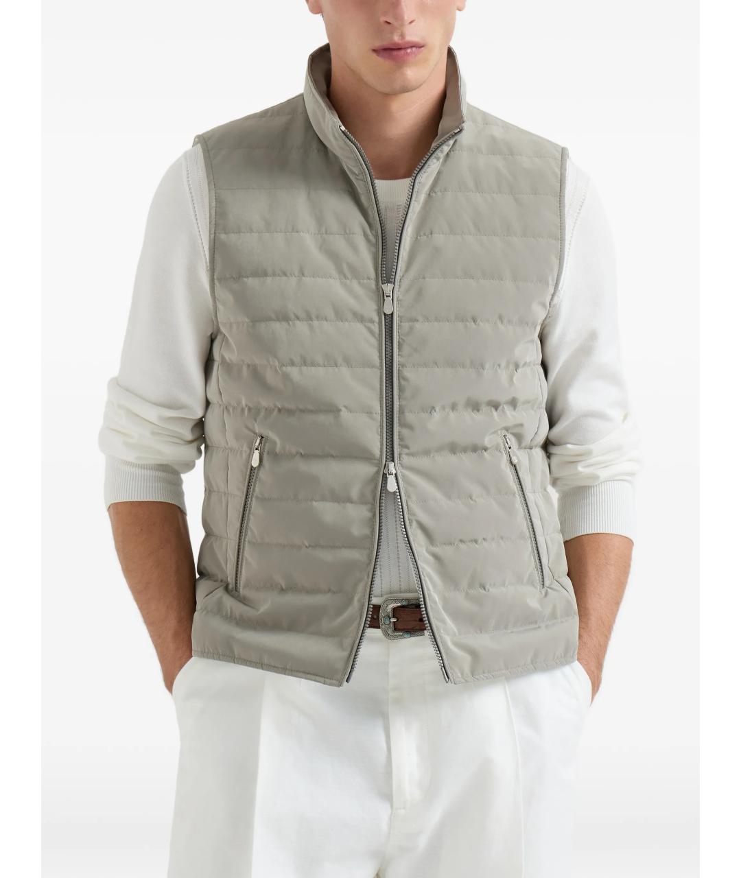 BRUNELLO CUCINELLI Серый синтетический жилет, фото 3