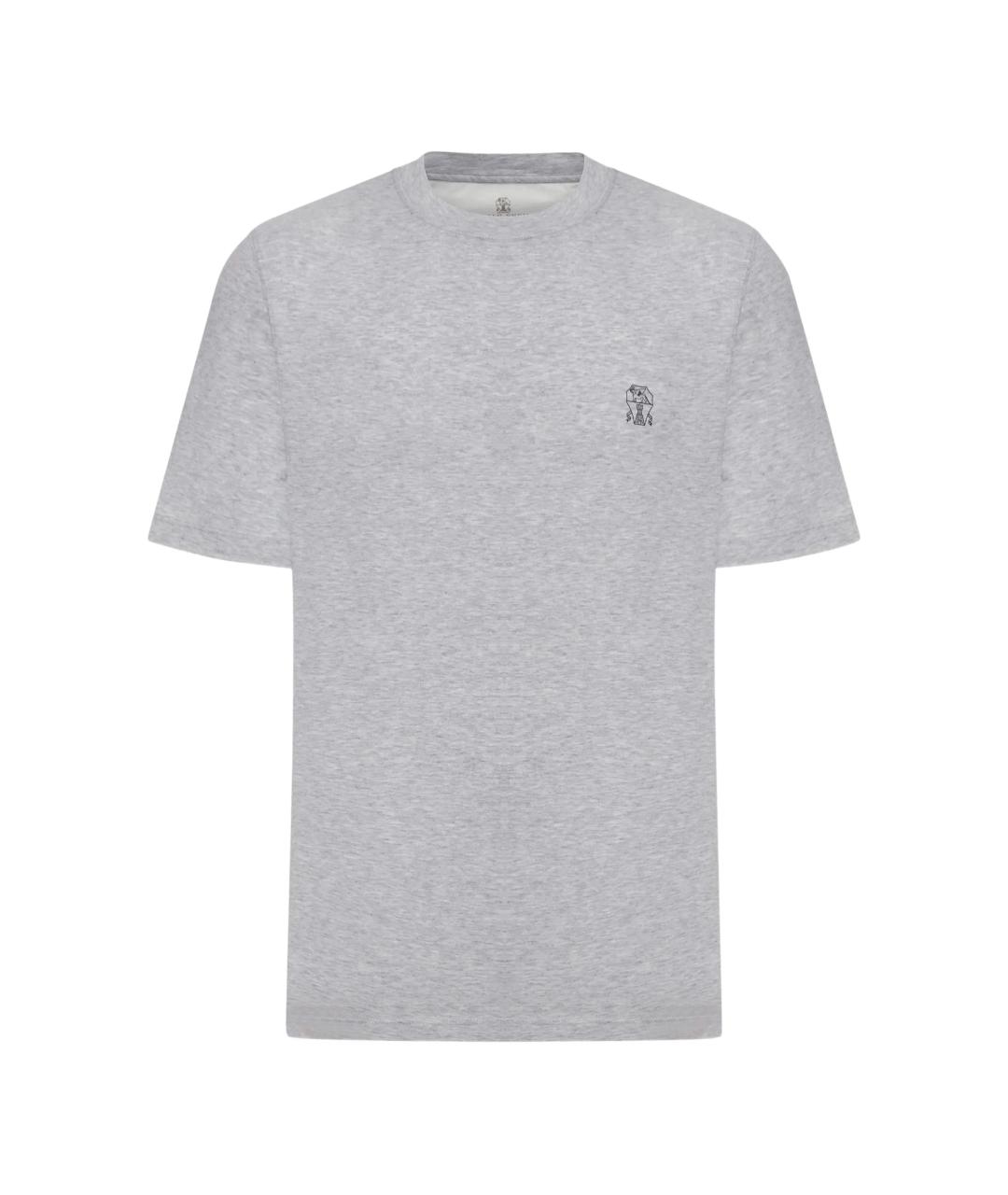 BRUNELLO CUCINELLI Серая хлопковая футболка, фото 1