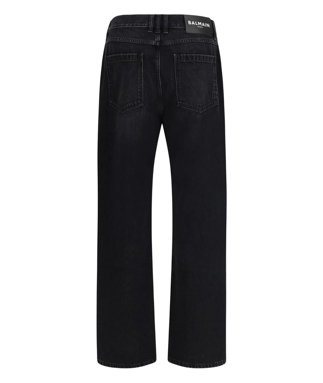 BALMAIN Черные хлопковые прямые джинсы, фото 2