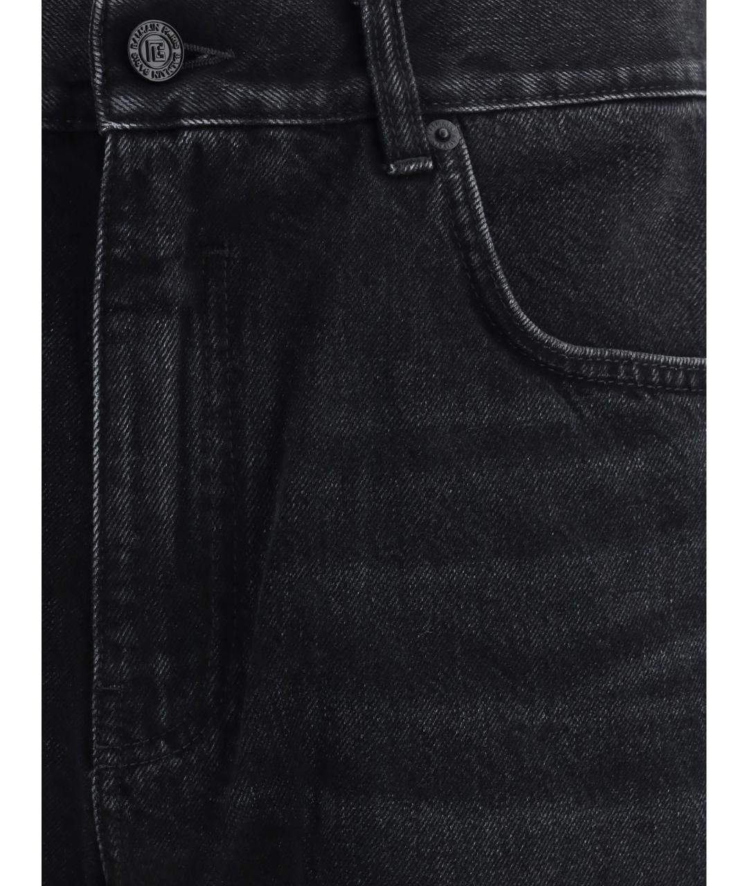 BALMAIN Черные хлопковые прямые джинсы, фото 3